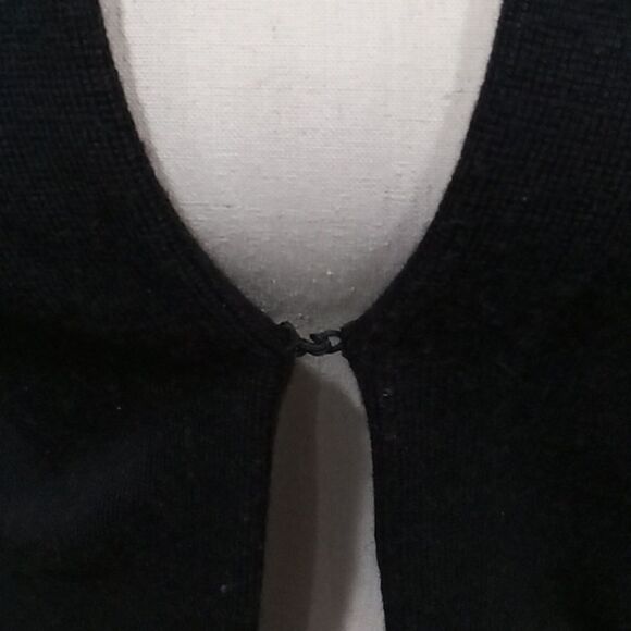 Ann Taylor black cardigan with hook closure and beaded detail trim. Size Small - Picture 2 of 5